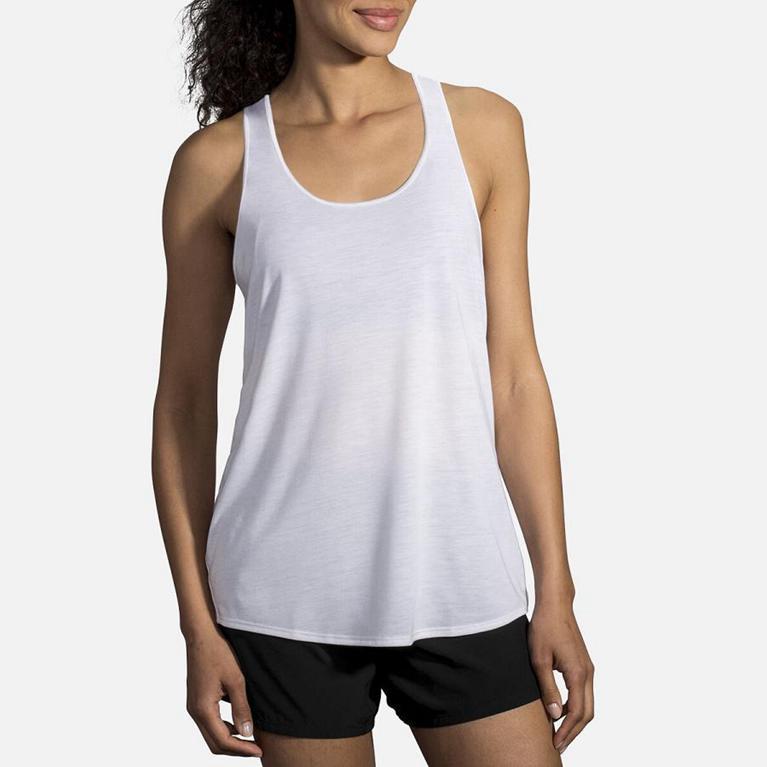 Brooks Distance Womens Running Tank Top - White - Indonesia (RJCI-57391)